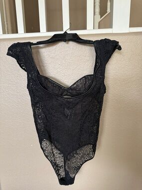 Victoria's Secret Black Lace Scoop-Neck Bodysuit